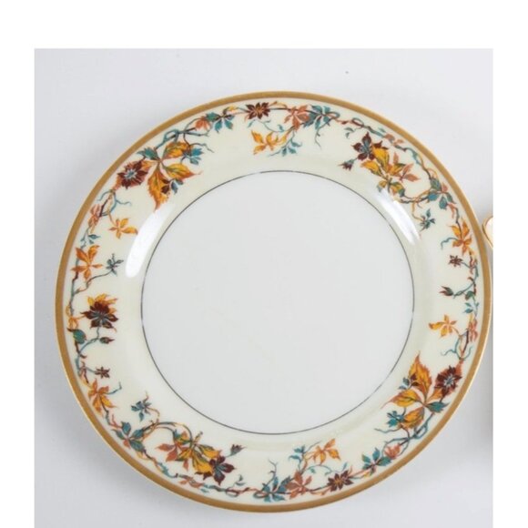 VTG Haviland Limoges Woodbine Bread Plate 6" | Schleiger 101 Autumn Gold Trim - Picture 2 of 6